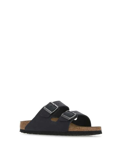 Birkenstock Black Leather Arizona Slippers
