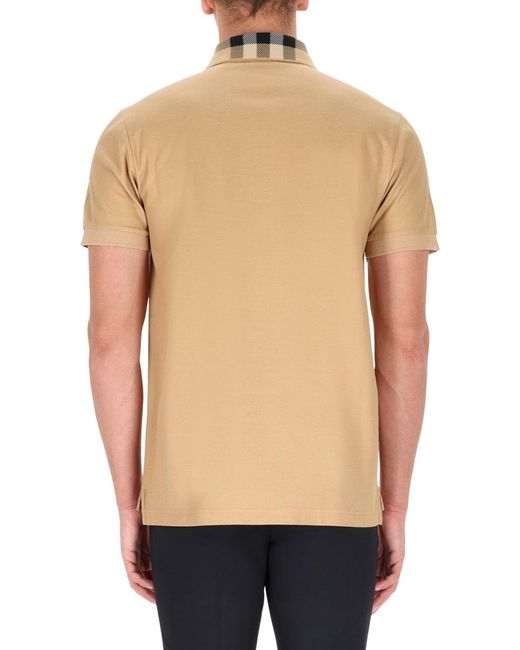 Burberry Natural Polo Shirt With "Check" Collar for men
