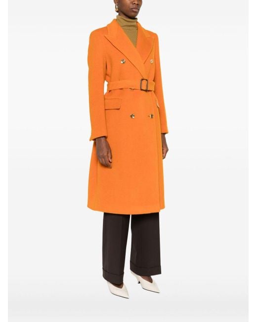 Tagliatore Orange Wool Double-Bteasted Coat
