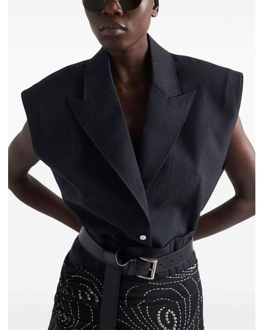 Prada Blue Sleeveless Wool Blazer