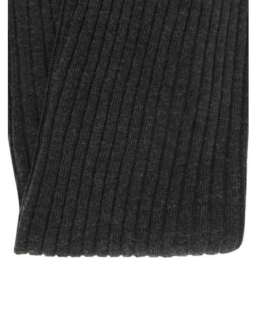 Max Mara Black Zavorra Ribbed Cotton Tights