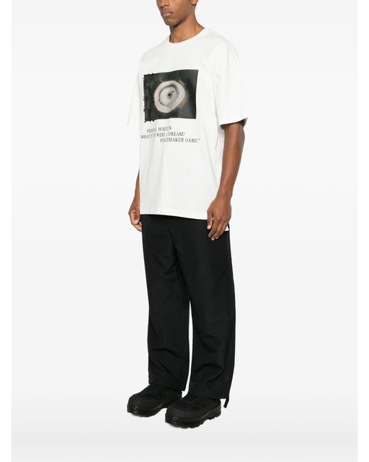Oamc Peacemaker White Loose Fit Tshirt Landart 03 Print for men