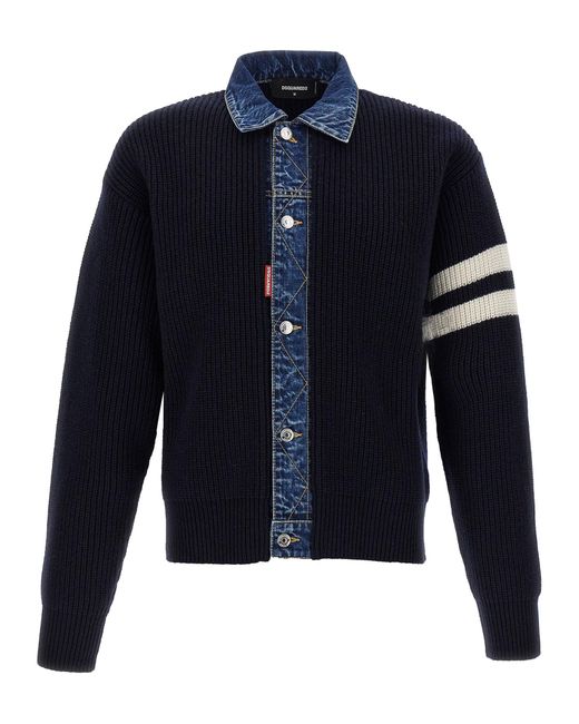 DSquared² Denim Mix' Cardigan in Blue für Herren