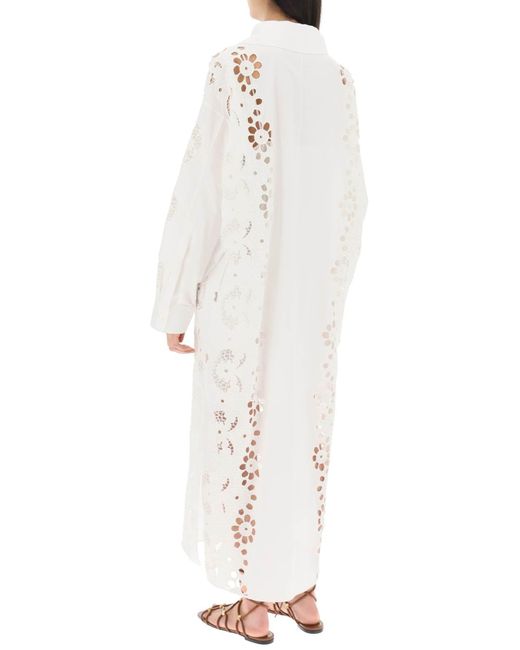 Valentino White Maxi -Kleid in Broderie Infinie Blume