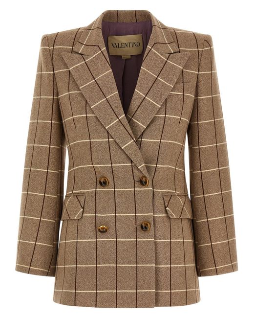 Double-Breasted Blazer Blazers-Donna di Valentino Garavani in Brown