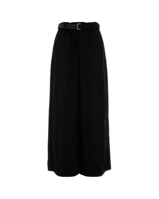 Sacai Black Wool Wide-Leg Pant