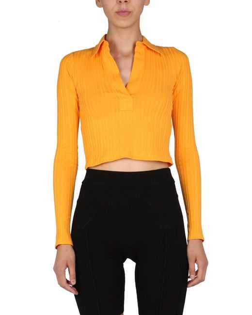 Helmut Lang Orange Cropped Polo