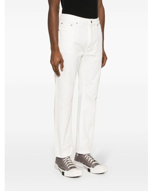 Palm Angels White Logo-Embossed Straight Jeans for men