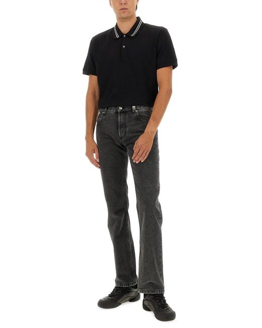 McQueen Black Alexander Mc Queen Polo Shirt With Logo On The Collar
