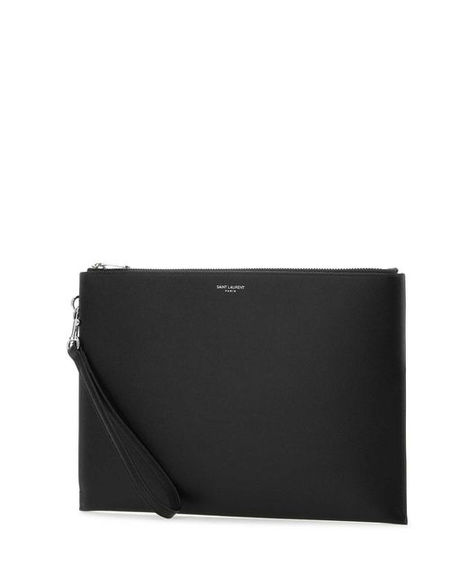 Saint Laurent Black Leather Tablet Holder for men