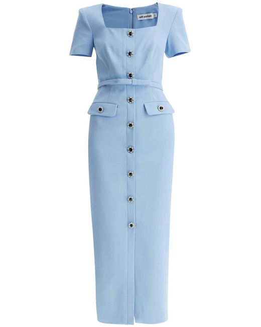 Self-Portrait Blue Midi Crãªpe Dress