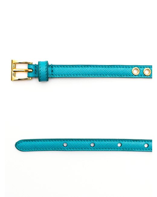 Prada Blue Skinny Eyelet Belt