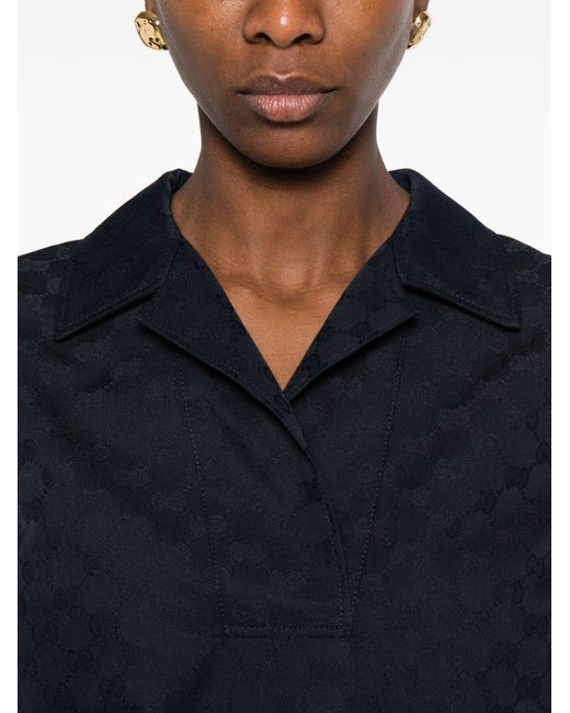 Gucci Blue Gg Polo Shirt