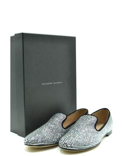 Giuseppe Zanotti Green Rhinestone Embellished Leather Ballet Pumps