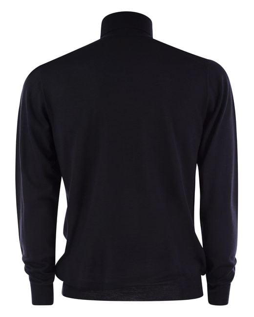 Fedeli Blue Turtleneck Sweater for men