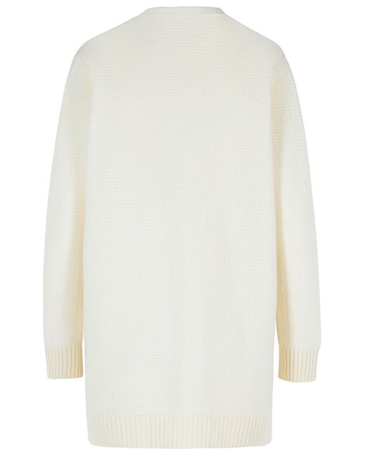 Max Mara White 'Ravello' Wool Blend Cardigan