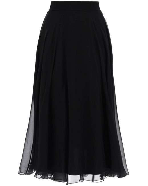 Dolce & Gabbana Silk Flar La Vared Rok Met Wiel in het Black