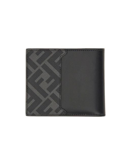 Fendi Black Bifold Wallet "Ff" Squared for men