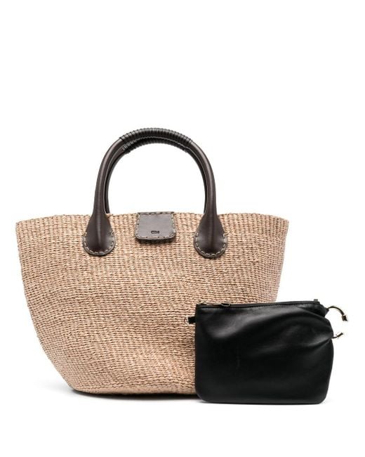 CHLOE X ERES Palma Raffia Shopping Bag in Black | Lyst