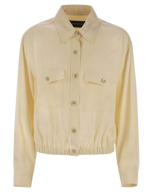 Fabiana Filippi Natural Bomber Jacket With Front Pockets And Diamond Thread