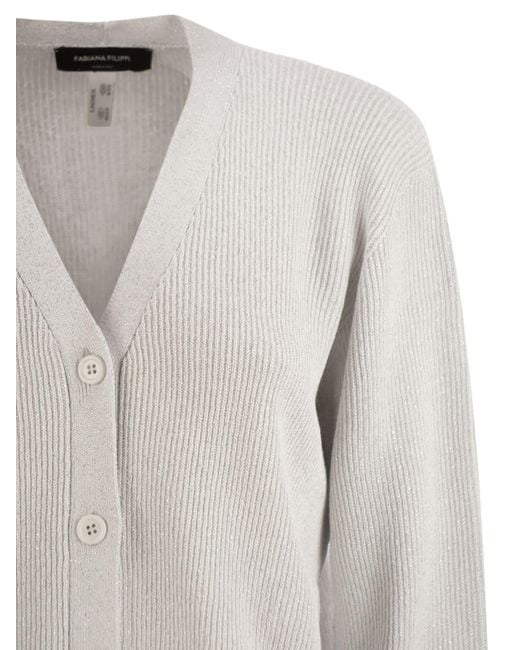 Fabiana Filippi White English Ribbed Cardigan