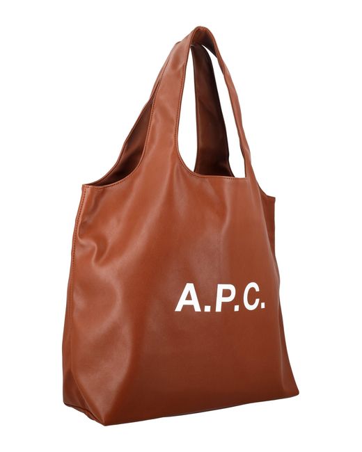 A.P.C. Brown Ninon Tote Bag With Logo