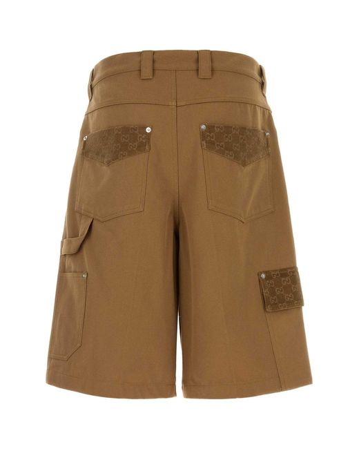 Gucci Multicolor Caramel Cotton Bermuda Shorts for men