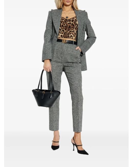 Dolce & Gabbana Gray One-Button Tweed Jacket