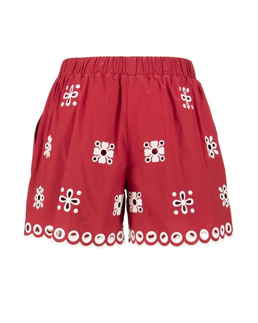 Shorts en coton de rouge avec broderie Sangallo RED Valentino en coloris Red