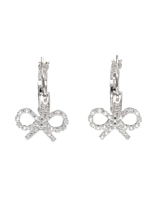 Self-Portrait Metallic Elf-Portrait Crystal Bow Hoop Earrings