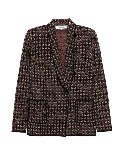 Diane von Furstenberg Black Geometric Pattern Blazer