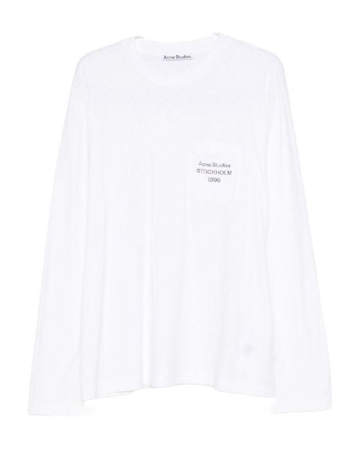 Acne Logo T-shirt in het White voor heren