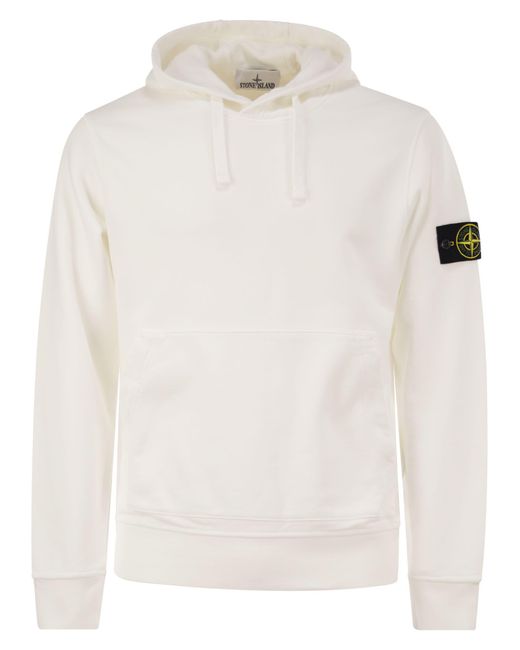 Stone Island White Hoodie Withbadge for men