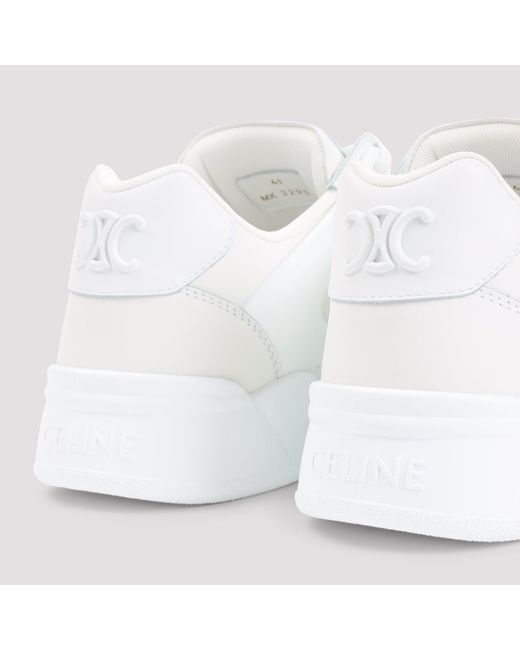 Céline White Ct-09 Leather, Rubber And Mesh Sneakers