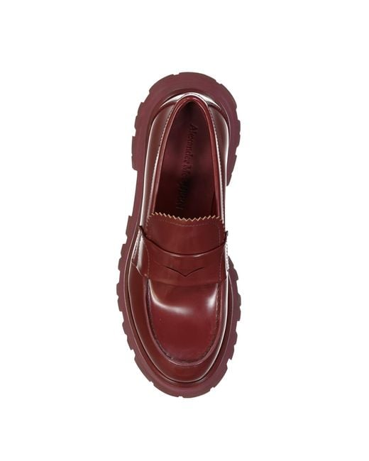 Alexander McQueen Red Leather Loafers