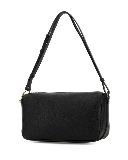 Gucci Black Leather Medium Half Horsebit Shoulder Bag