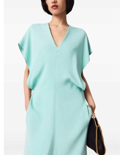 Stella McCartney Blue Midi Dress With V-Neck And Drape