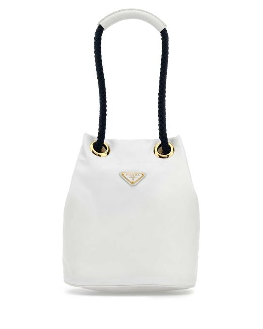 Prada White Re-nylon Mariner Bucket Bag