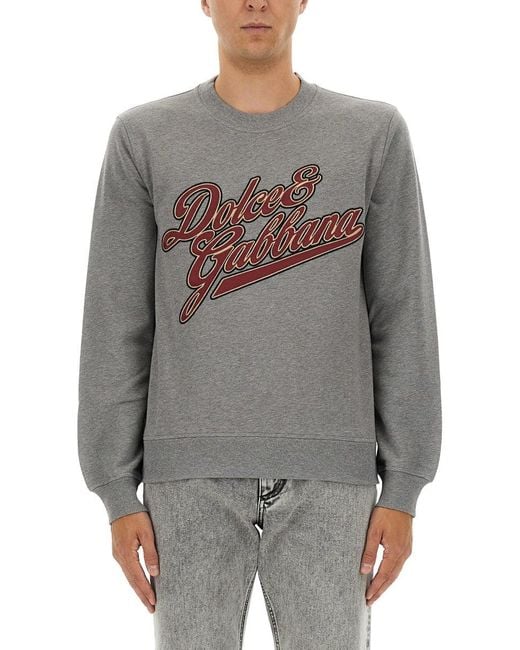 Dolce & Gabbana Gray Jersey With Embroidery for men