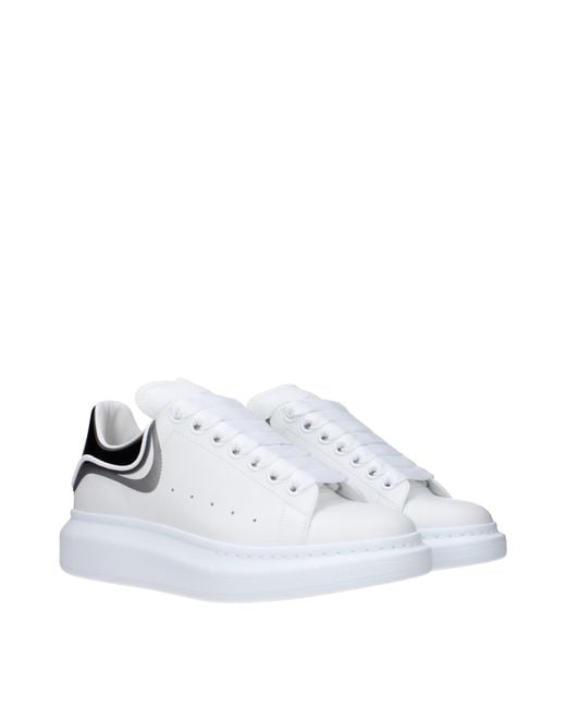 Alexander McQueen White Sneakers Oversize Uomo Pelle Bianco/Nero for men