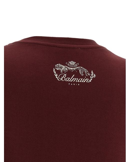 Camiseta corta anudada Balmain de color Red
