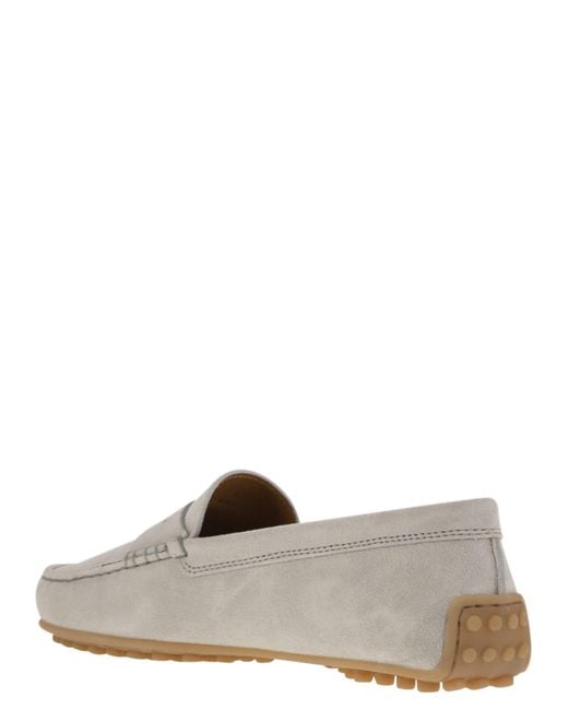 Tod's White City Gommino Suede Loafer