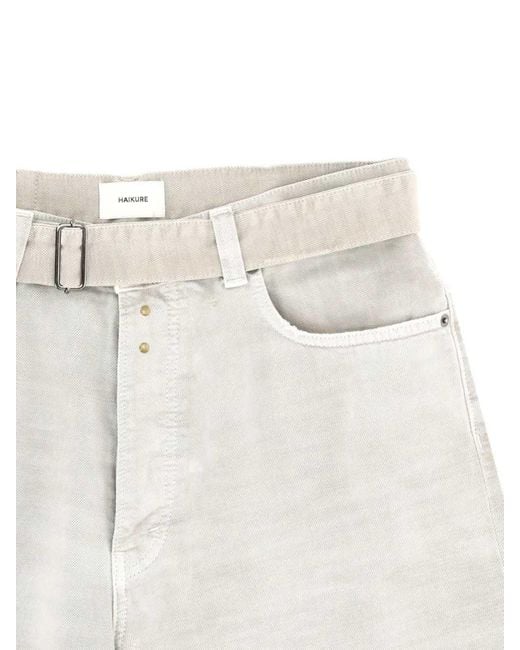 Haikure White Belted Denim Shorts