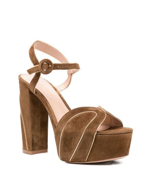 Gianvito Rossi 125 Mm Suède Sandalen Met Plateauzool En Hak in het Multicolor