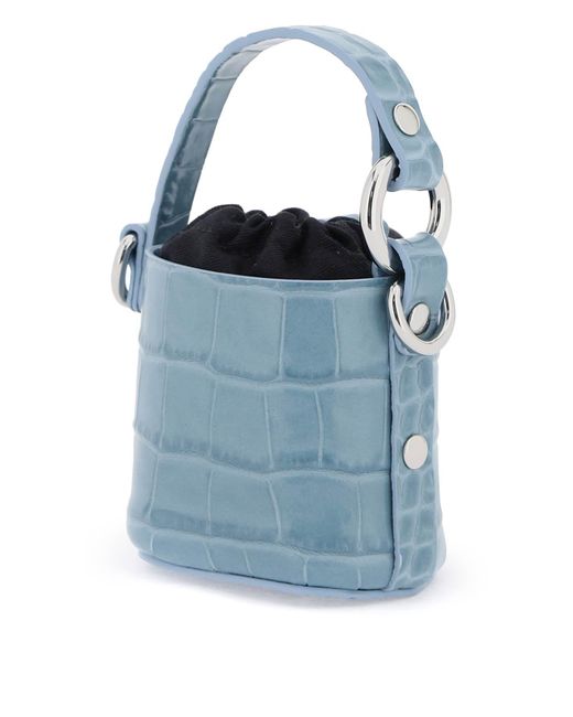 Mini Bucket Bag Daisy In Pelle Goffrata Coccodrillo di Vivienne Westwood in Blue