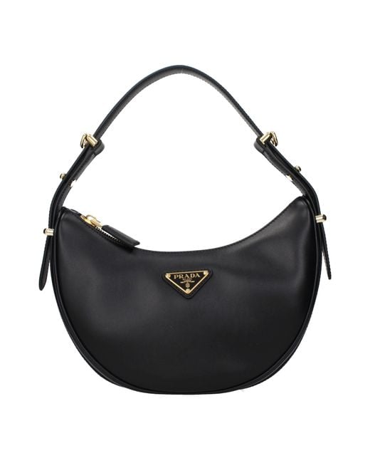 Prada Black Arqué Leather Handbags