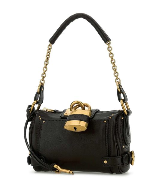 Chloé Black Leather Small Paddington Shoulder Bag