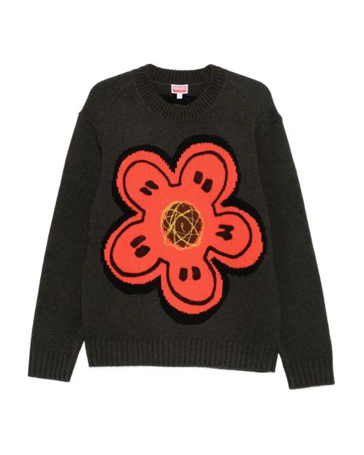 KENZO Trui Verfraaid Met Bloemen En Ronde Hals in het Red voor heren