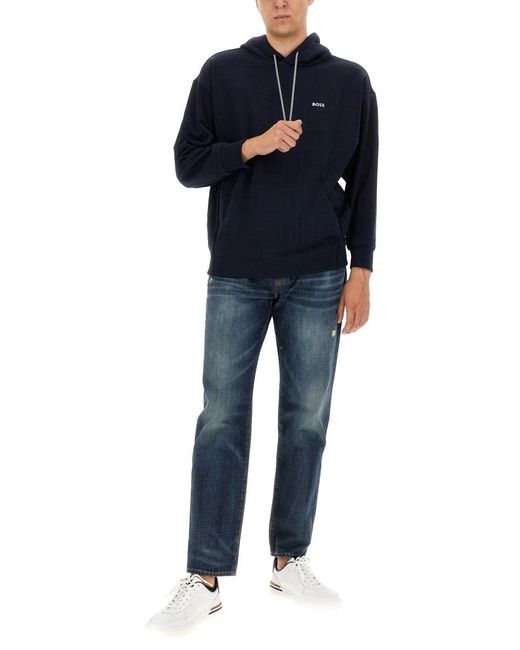 Boss Blue Sweatshirt With Logo for men
