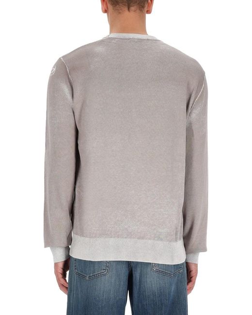 DIESEL Gray Relaxed Fit Cotton Sweater for men